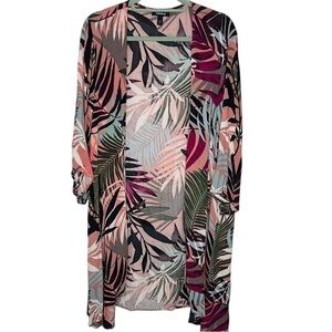Torrid Vibrant Leaf Pattern Kimono Pinks Greens XL (1/2)